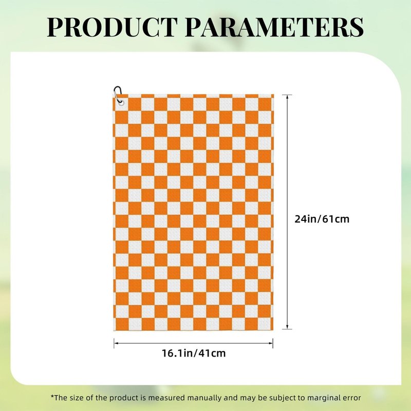 Ylcavgz Orange White Checkered Pattern Golf Towels, Ultra-Fine Fiber Premium Towels, Men's and Women's Golf Gifts