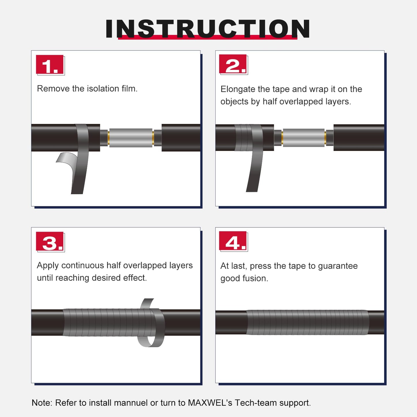 Maxwel Manufacturing Self Amalgamating Rubber Splicing Tape - 3/4 Inch 10 Yards General Purpose Waterproof High Voltage Self Fusing Electrical Insulating Tape