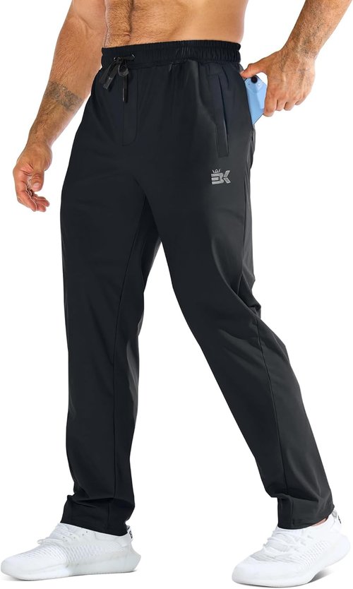 BROKIG Men's LightArmor Workout Sweatpants - UPF 50+ Stretch Athletic Joggers with Zip Pocket