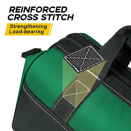 Large Tool Bag, Tool Bags for Men Heavy Duty, 17.3inch/44cm, Green, 1680D Polyester, Ideal for DIY and Craftsmen