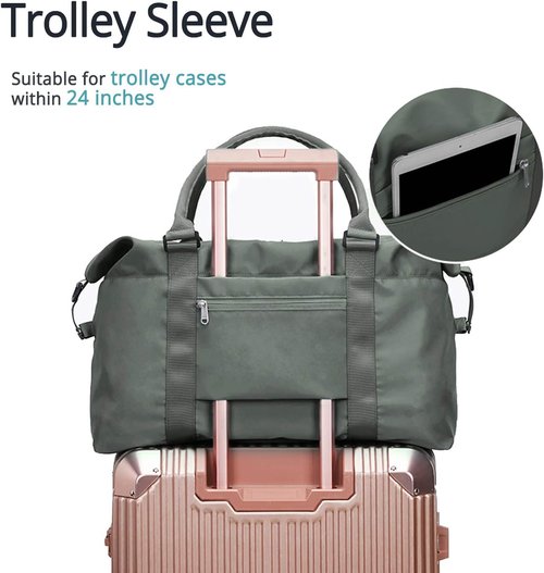 LANBX Travel Gym Bag - Stylish Tote for Women | Sport Duffle with Wet Pocket - Olive Green
