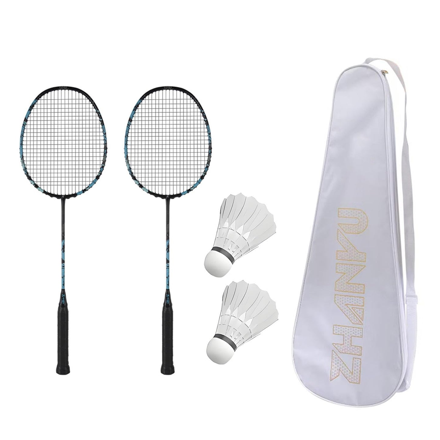 PFVMSQA Professional Badminton Racket,Full Carbon 4U Offensive 30 lbs Badminton Set,Outdoor Two-Player Sparring,with 2 Shuttlecocks and 1 Carrying Bag,for Backyard Gym Beach Outdoor Games