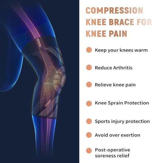 JIUFENTIAN Compression Knee Brace - 2 Pack Copper Knee Sleeves for Pain Relief | 3X-Large for Sports & Workouts