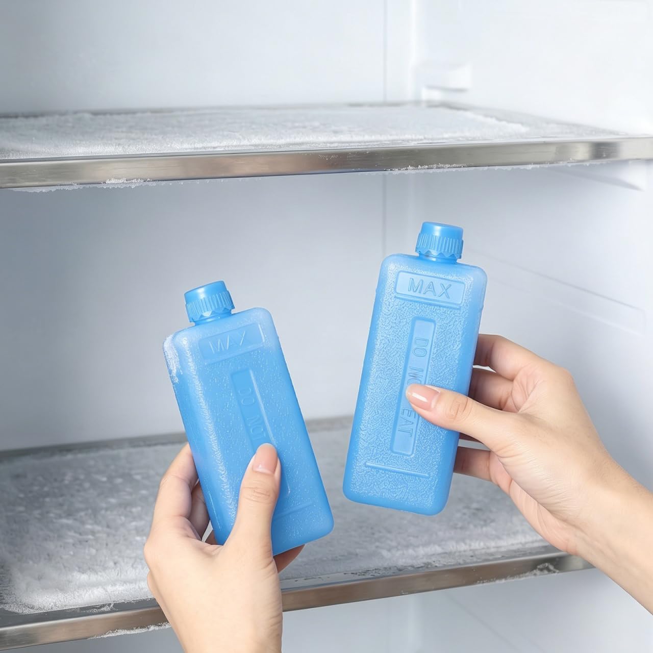 Toddmomy 4pcs Reusable Ice Packs for Coolers, Portable Freezer Packs with Leak-Resistant Lid for Outdoor Camping Food Storage and Lunch Boxes, 4.52X1.57X1.18In