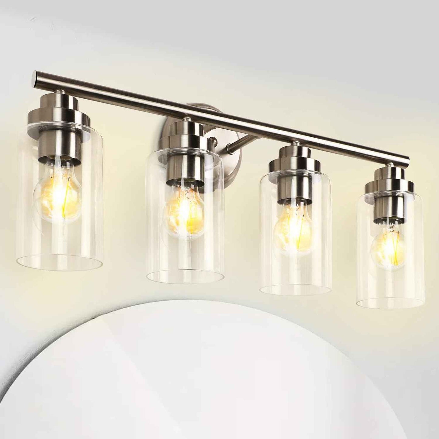 Modern Black 3-Light Bathroom Vanity Light Fixtures with Clear Glass Shades - 2 Pack