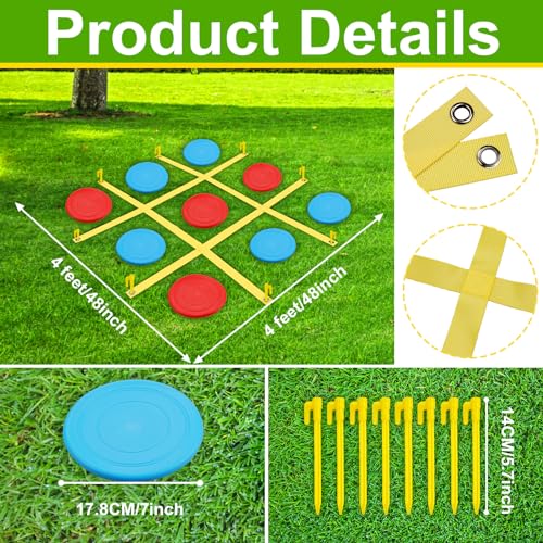 Giant Outdoor Tic Tac Toe Game Set - 4x4 ft Lawn Toss & Strategy Game