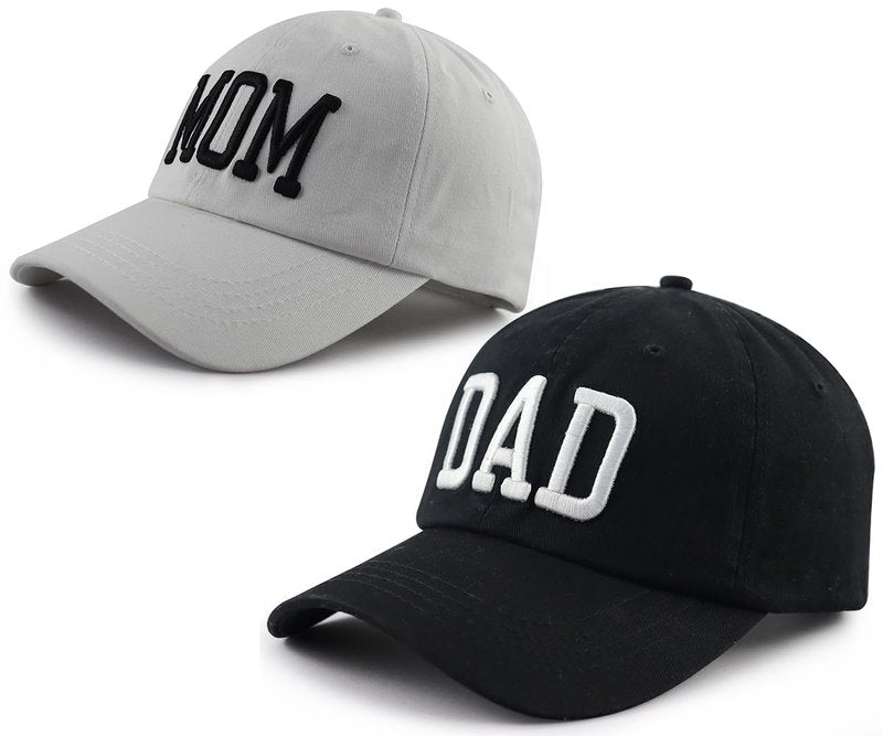 2PCS Mom and Dad Hats for Women Men, Funny Embroidery Mama Papa Baseball Cap, Mothers Fathers Day Birthday Gifts for Daddy Mommy Pappy Grandpa Grandma
