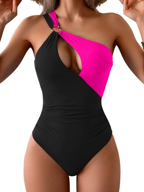 Aidonger One Shoulder Swimsuit - Cutout Tummy Control Bathing Suit for Women | Stylish Swimwear