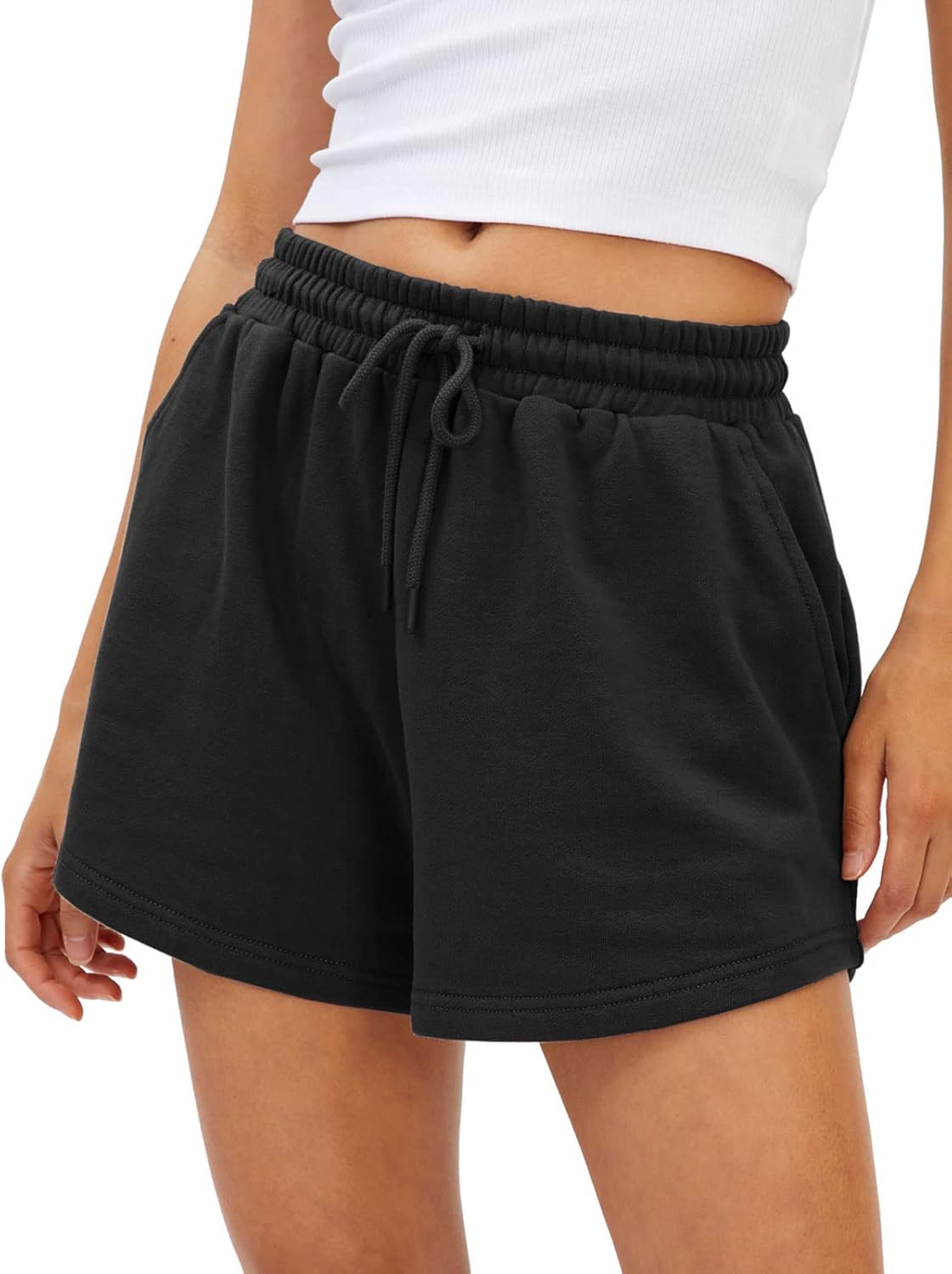 AUTOMET Women's Casual Sweat Shorts - Soft High Waist Design with Pockets | Perfect for Summer & Travel