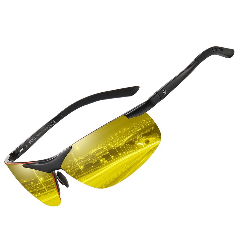 DUCO Night Driving Glasses Night Vision Glasses for Men Women Polarized Anti-Glare UV400 Metal Frame Yellow Lens 8125Y