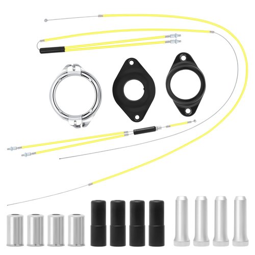 BMX Bike Gyro Brake Cables Front+Rear (Upper+Lower) with Spinner Rotor Complete Kit - Stable,Flexible Brake Lines Set Cable&Housing Replacement for Most Gyro Systems & 20" Bikes, Professional, Yellow