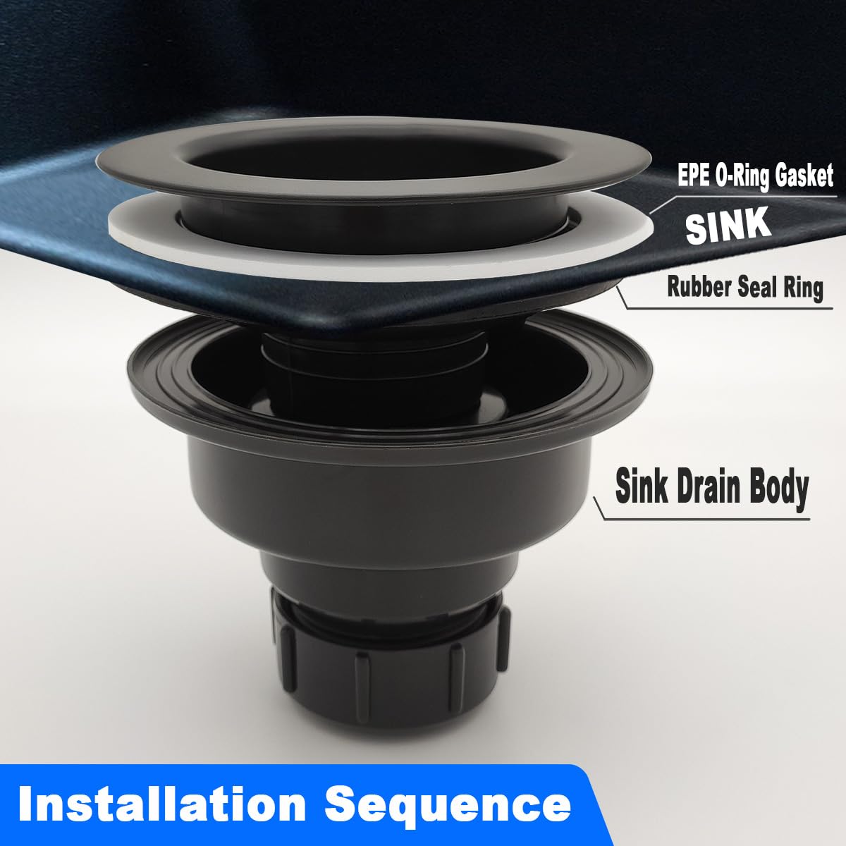 EPE & Rubber Sink Strainer Seal Kit for 3-1/2 Inch Drains | 2 O-Rings Gasket + 2 Seal Ring Washers | No Plumber's Putty Needed | US Standard Drain Compatibility ‌