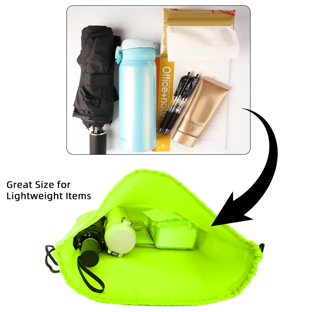 GoodtoU Drawstring Backpacks, 100 Pieces Drawstring Bags Nylon Backpack for Sport, Traveling, Team (Fluorescent Green)