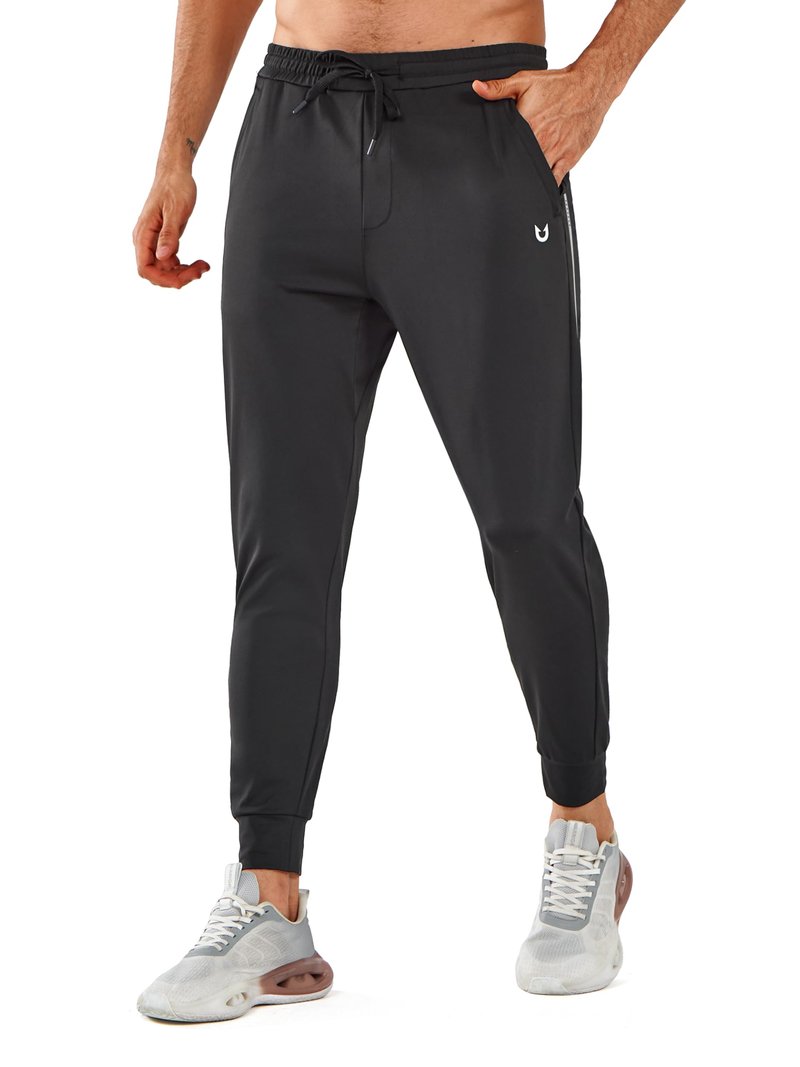 NORTHYARD Men's Running Jogger Pants Athletic Workout Sweatpants with Zipper Pockets Gym Track Jogging Sweatpant Black-L