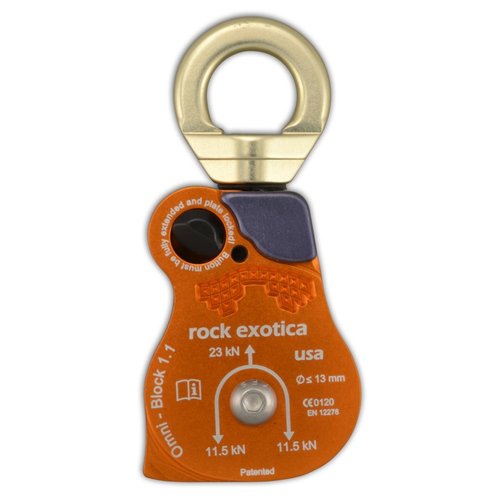 Rock Exotica Omni-Block 1.1" Single Swivel Pulley – High-Strength Swivel Pulley with Sideplate Access for Rigging – Made in The USA