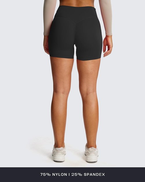Aoxjox High-Waisted Biker Shorts for Women - V Waist Tummy Control | Hidden Scrunch Design, 4.5" Length