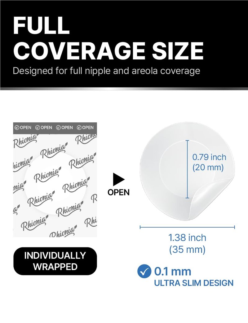 Rhionia Ultra-Fit Men Nipple Covers, 0.1mm Thin Silicone Nipple Tape for Running & Workout, Waterproof Anti-Chafing, 52 Count
