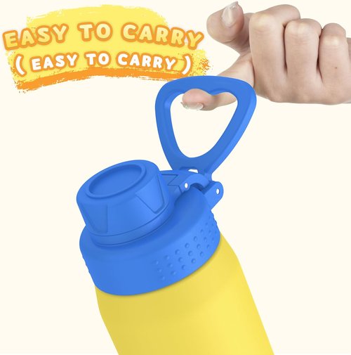 GOPPUS Kids Water Bottle - 19oz Stainless Steel Insulated, Leakproof, BPA-Free - Yellow for School