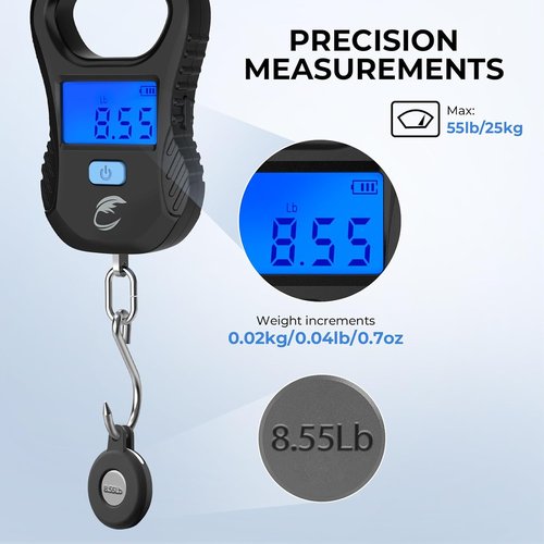 Calamus Rechargeable Digital Fish Scale - 55lb Capacity, High Accuracy, Backlight LCD Display | Perfect Fishing Gift for Men