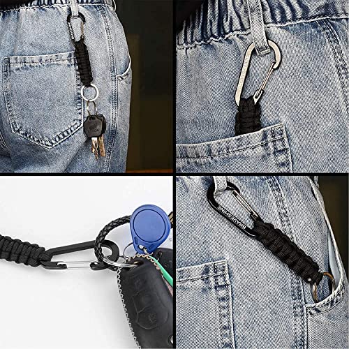 Paracord Keychain Carabiner Clip - 7.3 inch Durable Lanyard Hook