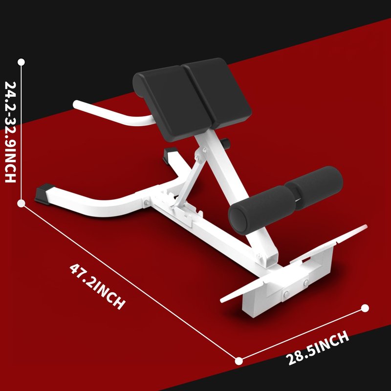 Garvee Adjustable Home Roman Chair, Multi-Angle Back Extension Bench, Abdominal Core Training Board with Foldable Anti-Slip Base, White