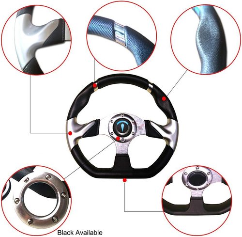 TakeLook - 13 inch Golf Cart Steering Wheel Fit for Yamaha /EZGO /Club Car /Star Car /Excar /icon and Other Most Models Golf Cart. (Steering Wheel - Flat)