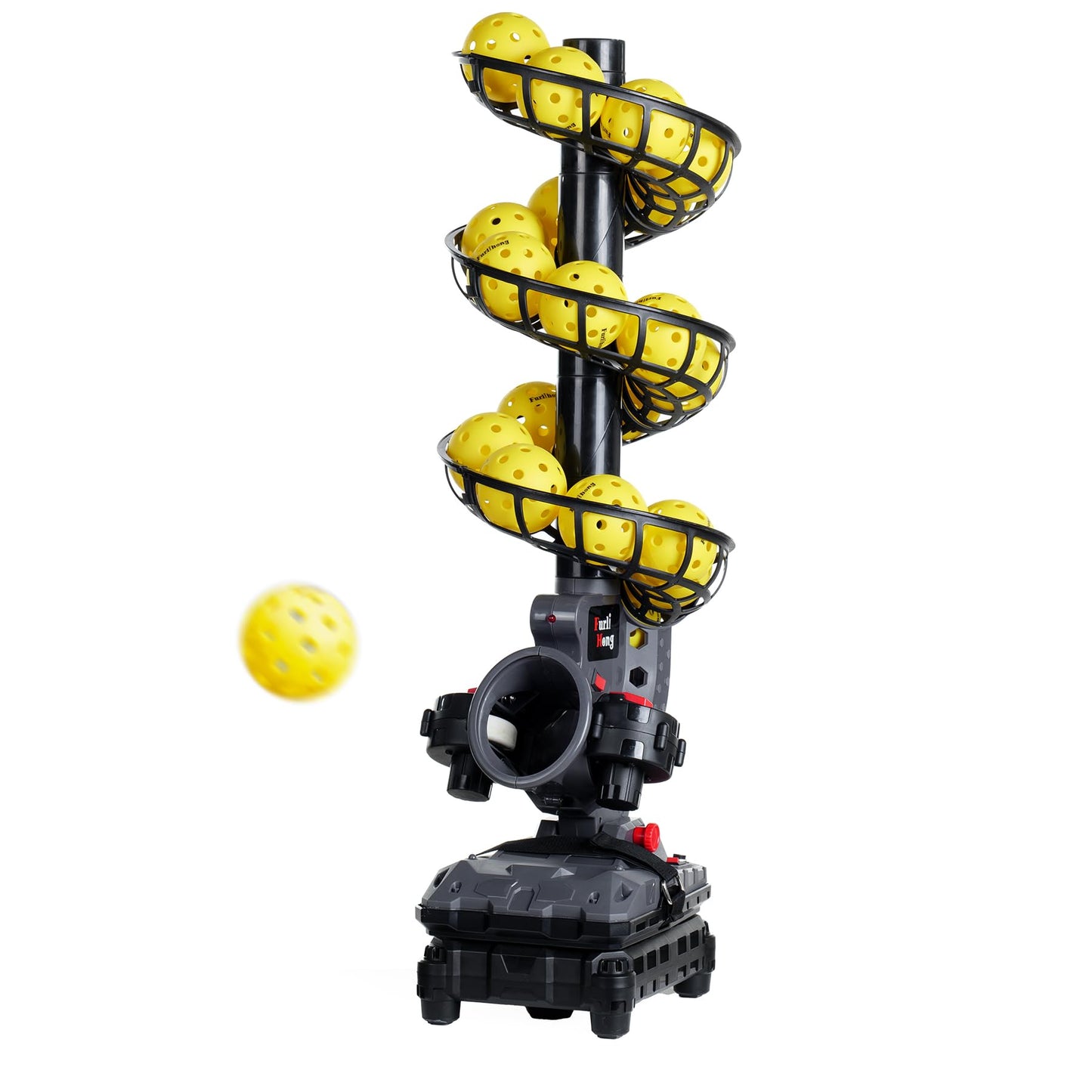 Furlihong 3802PBH Pickleball Machine, Adjustable Speed & Angles, Pickleball Launcher with Auto Swing Base, Powered by Power Bank/Batteries/AC Power, for All-Level Training