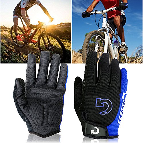 Breathable Foam Padded Cycling Gloves - Full Finger - Blue XL