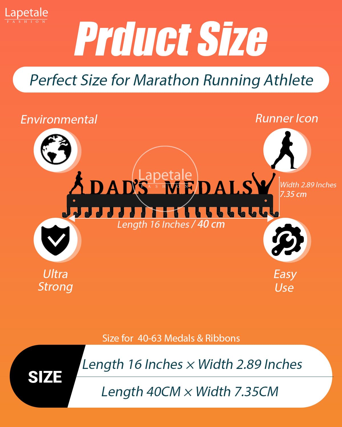 Lapetale Fashion Gymnastics Medal Holder Rack Display Marathon Frame,Princess Medal Holder Rack with 20PCS Extension Hooks Easy Install Easy Use-Silver