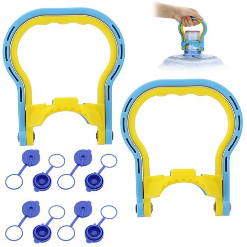 Kokone 2 Pack Water Bottle Handle with 8 Pcs Water Jug Cap 5 Gallon Plastic Water Bottle Lift Handle,Energy Saving 5 Gallon Water Jug Handle Non-Slip Jug Handle Bottle Handle for 5 Gallon