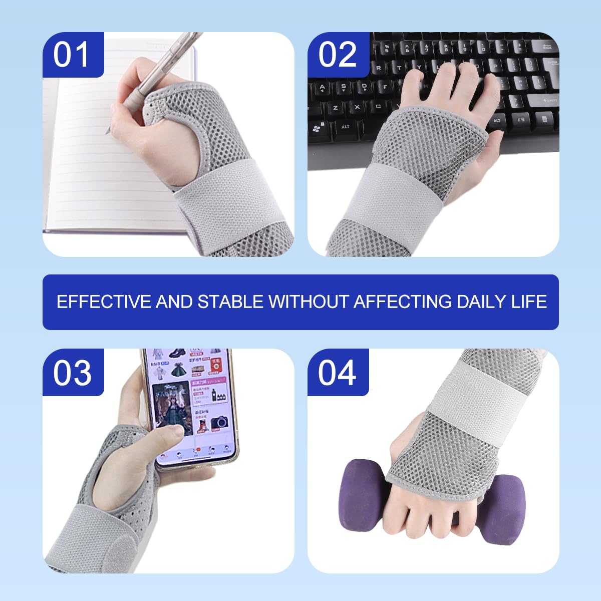 Carpal Tunnel Wrist Brace Night Support with Splints Left Hand, Hand Brace for Arthritis, Tendonitis, Sprain, Injuries, Wrist Pain Relief, Wrist Immobilizer Adjustable Straps and Breathable for Women and Men