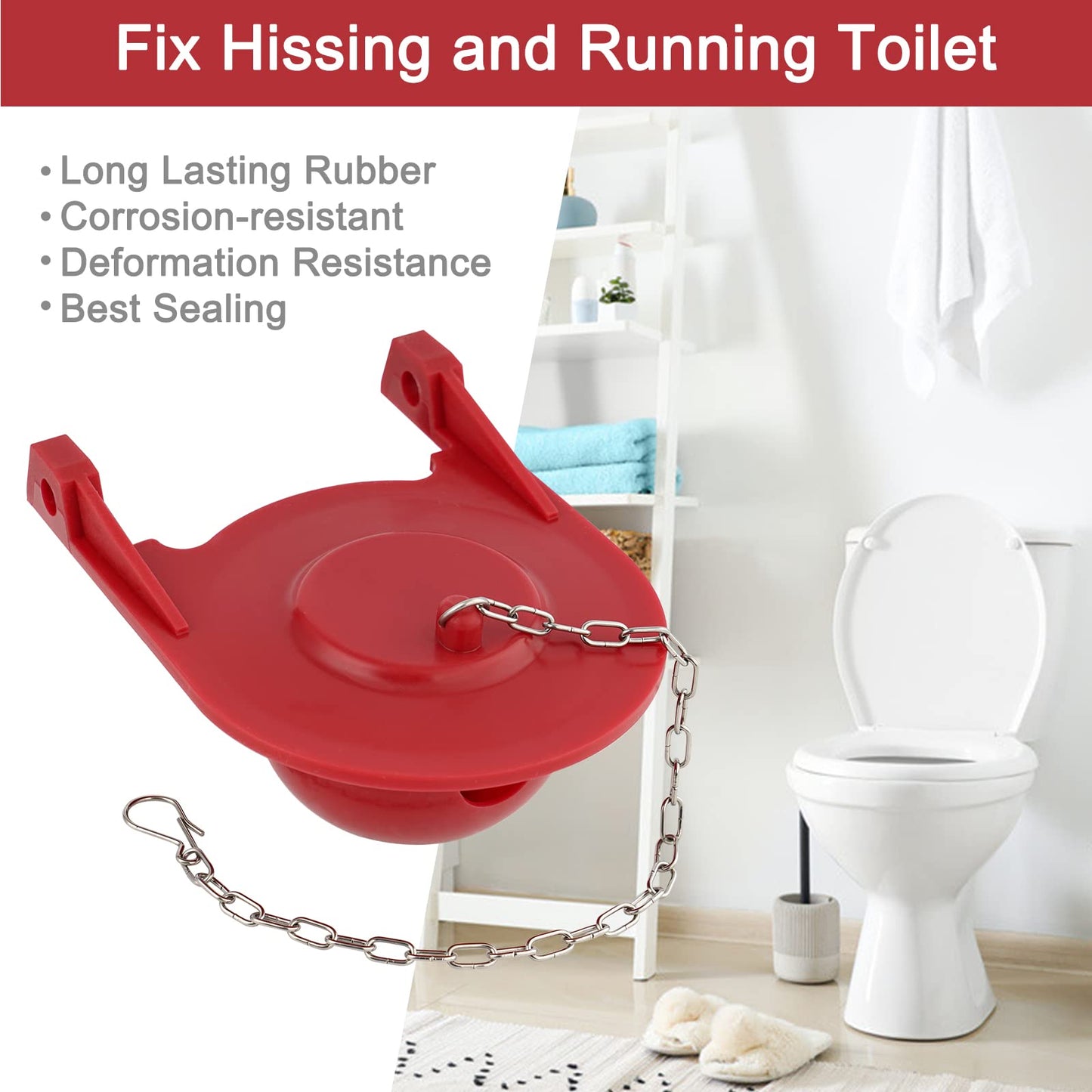 Class 5 3-1/4" Toilet Flapper Replacement Compatible with Kohler Toilet Part GP1078441 Replaces K-GP1016546/1042313, High Performance Toilet Flapper with Stainless Steel Chain Hook, Easy to Install