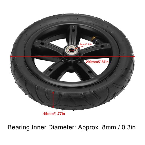 8 Inch Pneumatic Wheel,200x45 Scooter Replacement Wheels with Hub and Bearings for Electric Scooter