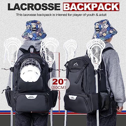 GoHimal Extra Large Lacrosse Backpack with Dual Stick Holders - Black L