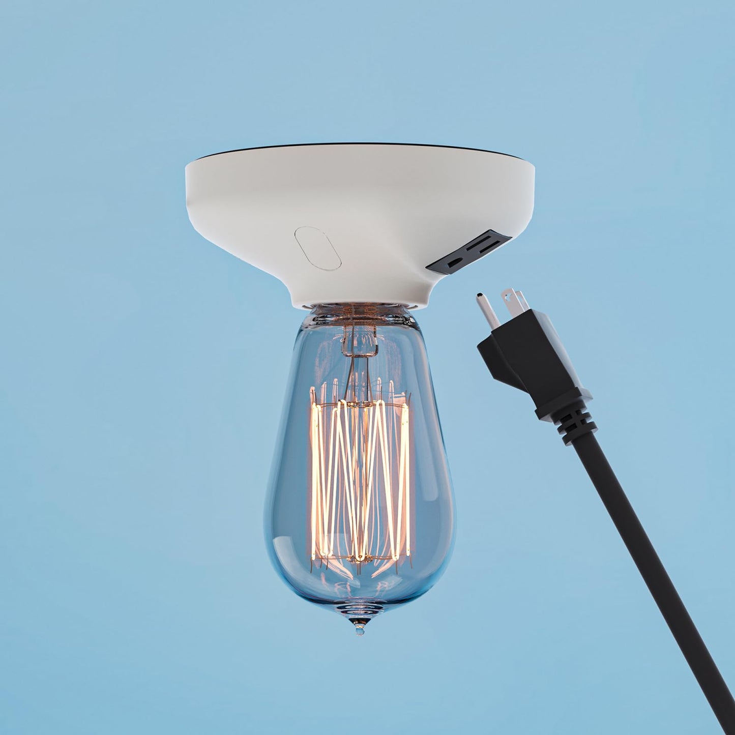 2-in-1 Light Socket Adapter with Outlet - E26/E27 Bulb to Power Outlet Converter,Grounded Plug, 3-Prong US Plug for Cameras, Projectors, Smart Devices