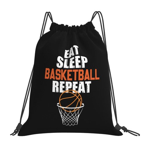 AIMASTZ Eat Sleep Basketball Repeat Unisex Drawstring Backpack Bag Sport Gym Travel Swim Sackpack