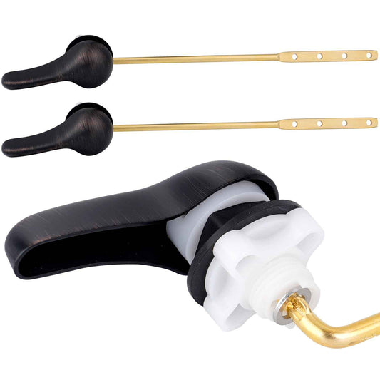 iFealClear 2 Pack Toilet Handle Replacement Kit, Universal Front Mount Tank Flush Lever Replacement, Solid Brass Trip Lever Fits Most Toilets, Oil Rubbed Bronze