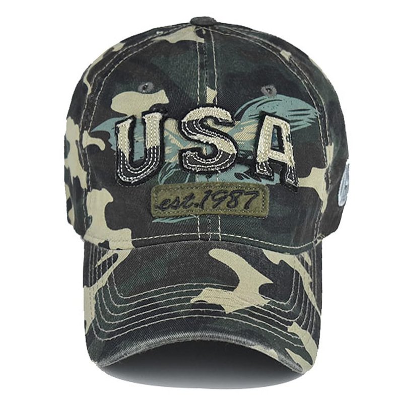 Ptduabenlu American Flag Baseball Cap for Men Women USA Embroidery Washed Adjustable Cotton Dad Hat Woodland Camo
