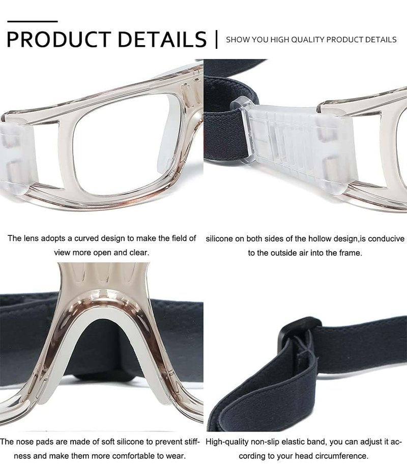 SHEEN KELLY Professional Sports Goggles Protective Safety Goggles Basketball Glasses for Men with Adjustable Strap for Basketball Football Volleyball Hockey Rugby Grey