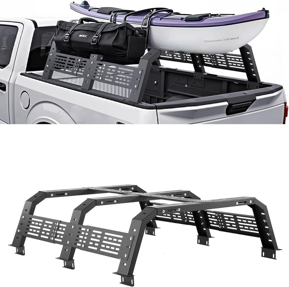 VEVOR Overland Truck Bed Rack - Adjustable Cargo Rack with Sidebar | 54.3-68.3 in Width, 900 lbs Capacity