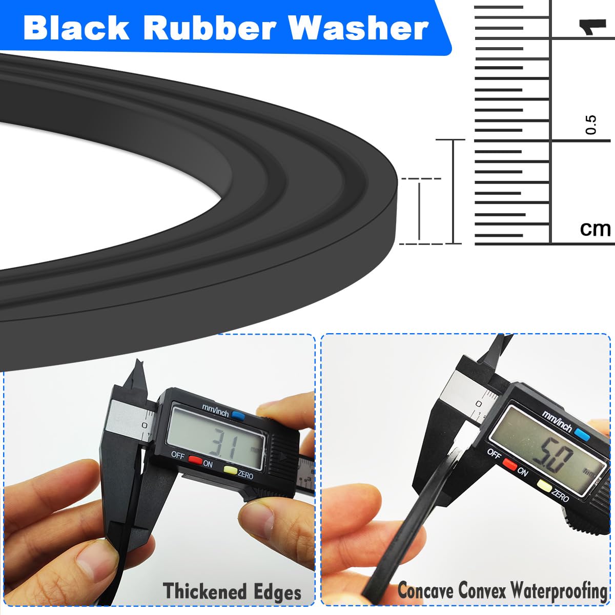 EPE & Rubber Sink Strainer Seal Kit for 3-1/2 Inch Drains | 2 O-Rings Gasket + 2 Seal Ring Washers | No Plumber's Putty Needed | US Standard Drain Compatibility ‌