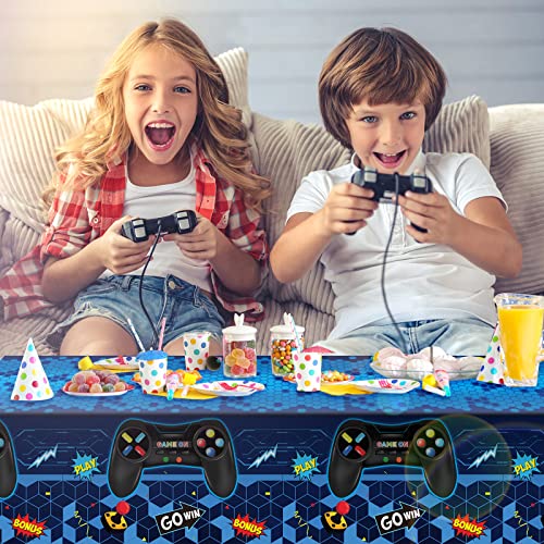 Tatuo 3 Pcs Plastic Video Game Table Cover for Kids Birthday,Blue