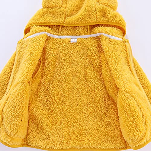 Fleece Bear Ears Hooded Jacket for Toddler Boys - Yellow, 5-6 Years