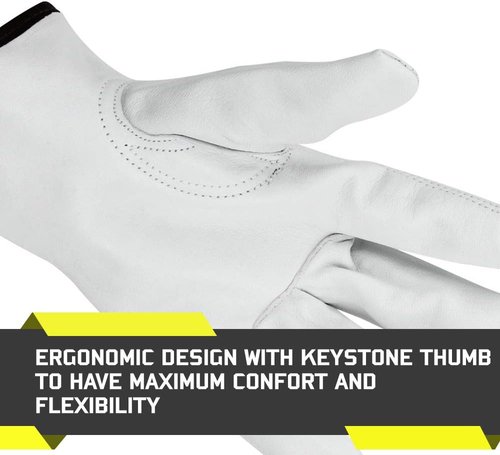 Glove Station Unlined Top Grain Leather Work Gloves - Durable Beige Driver Gloves for Trucking, Welding & Gardening