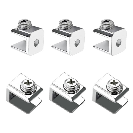 Qrity 16 PCS Glass Clip Holder, Glass Shelf Bracket, Glass Clamp, Wall Mount Clamps for 3-8mm Glass Shelves, Adjustable Clamp Brackets