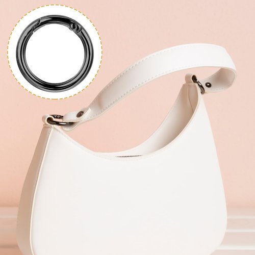 50 Pcs Spring O Rings Round Carabiner Snap Clip, 27MM Zinc Alloy Spring Round Keychain Key Ring Clips, Metal O Ring for Key Chains, Bag, Purse, Handbag and Craft DIY Accessories