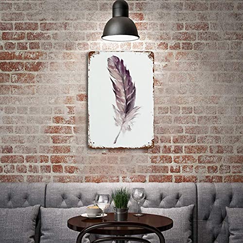 Anique Metal Tin Sign Feather Wall Art Feather Print Feather Art Feather Art Wall Sign Home Decor Tribal Wall Art Boho Print Watercolor 8x5.5 Inch