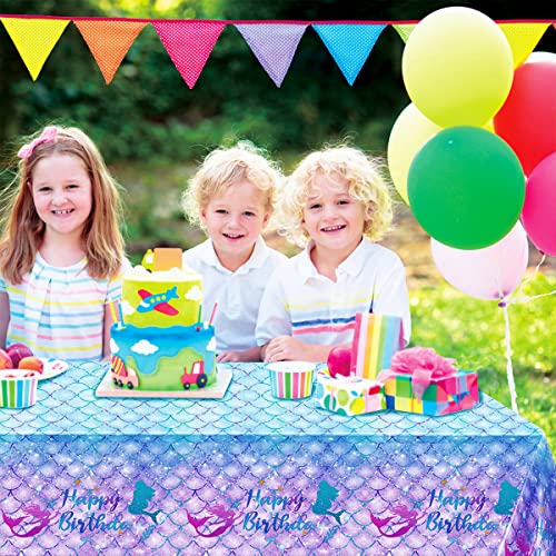 Mermaid Birthday Tablecloth - 54 x 108 Inch Waterproof Party Table Cover