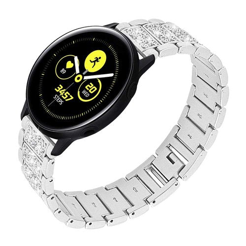 FitTurn Jewelry Bling Bands Compatible with Garmin Approach S50 S40 S42 S12/Forerunner 35/45/45s/55/158/165/245/645 Music, Diamond Rhinestone Bracelet Metal Strap Replacement Wristbands (Silver)