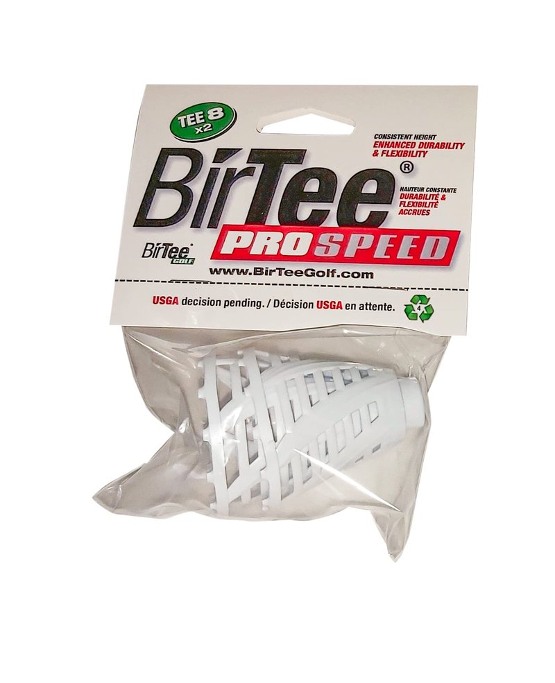BirTee Pro Golf Tees - Size #8 (2") Individual Size Pack - 2 Tees Per Pack. Winter/Mat/Simulator Tees (White)